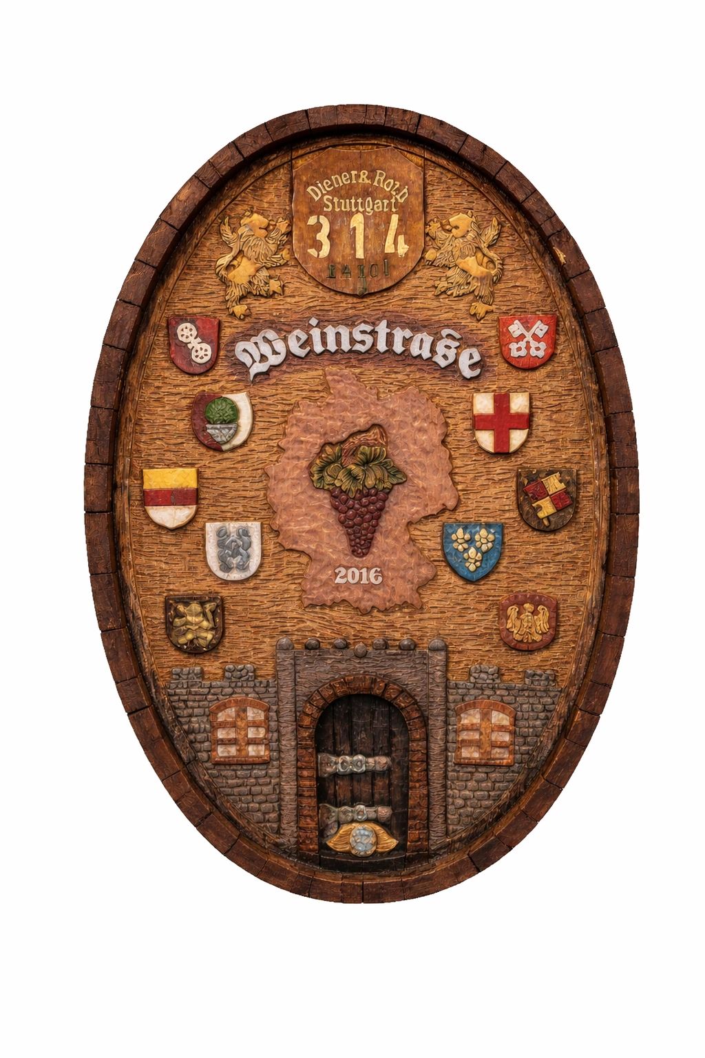 Weinstrasse 2016 wine cask carving